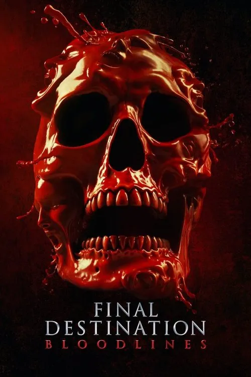Final Destination Bloodlines 2025 Movie Poster: A red skull with a red background